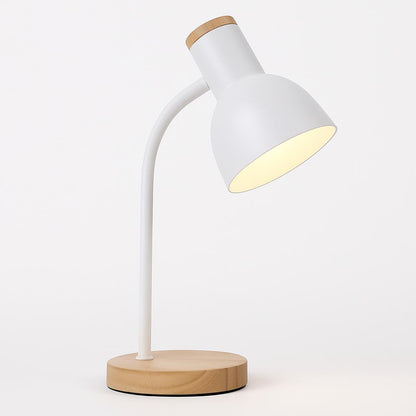 Eco-Friendly White Table Lamp with Natural Wood Base