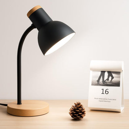 Eco-Friendly White Table Lamp with Natural Wood Base