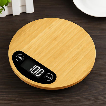 Eco-Friendly Bamboo Digital Kitchen Scale - Natural Wood Tone