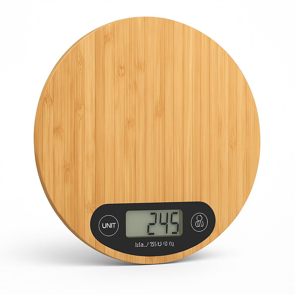 Eco-Friendly Bamboo Digital Kitchen Scale - Natural Wood Tone