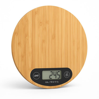 Eco-Friendly Bamboo Digital Kitchen Scale - Natural Wood Tone