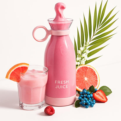 Eco-Friendly Reusable Pink Juice Bottle with Handle