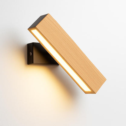 Eco-Friendly Wall-Mounted Light Fixture in Natural Wood and Black Accents