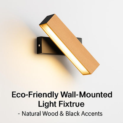 Eco-Friendly Wall-Mounted Light Fixture - Natural Wood & Black Accents