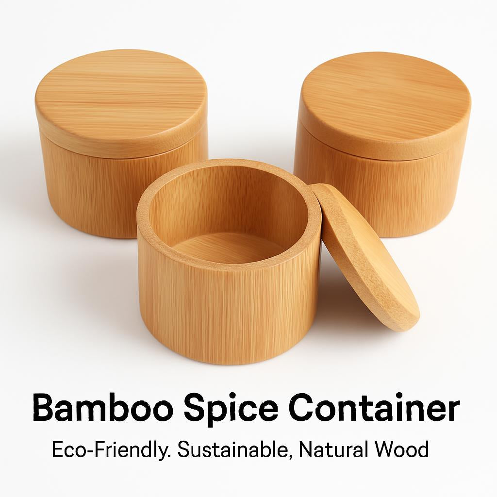 Bamboo Spice Container - Eco-Friendly, Sustainable, Natural Wood