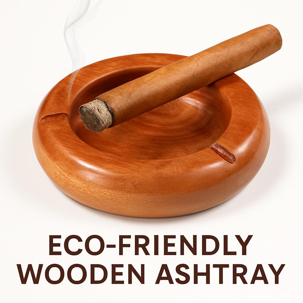 Eco-Friendly Wooden Ashtray in Natural Wood Tone
