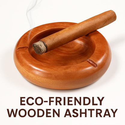 Eco-Friendly Wooden Ashtray in Natural Wood Tone