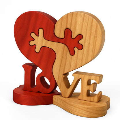 Eco-Friendly Wooden Heart Desktop Ornament