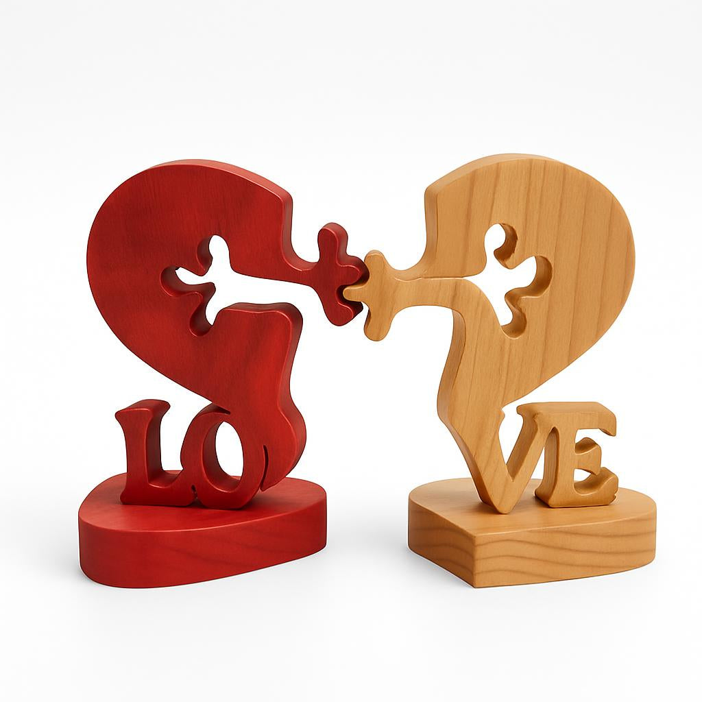 Eco-Friendly Wooden Heart Desktop Ornament