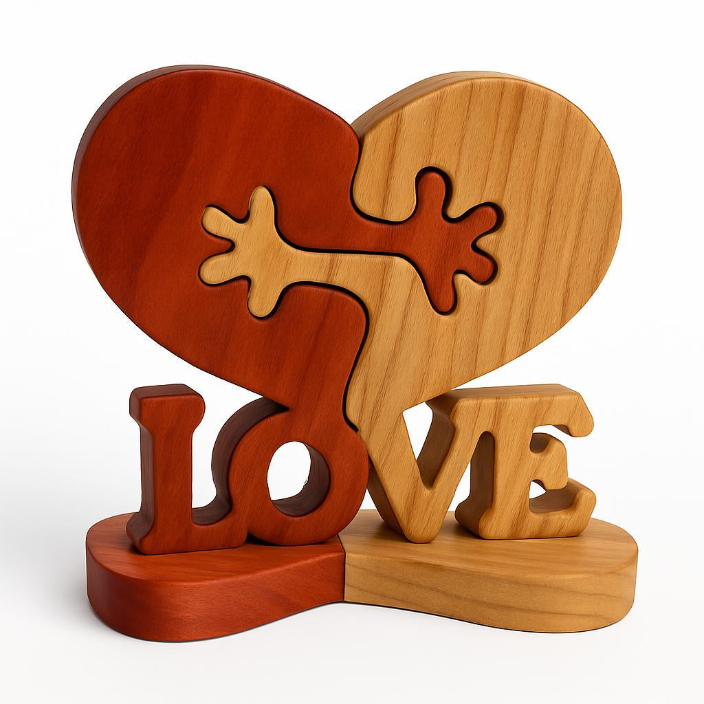 Eco-Friendly Wooden Heart Desktop Ornament
