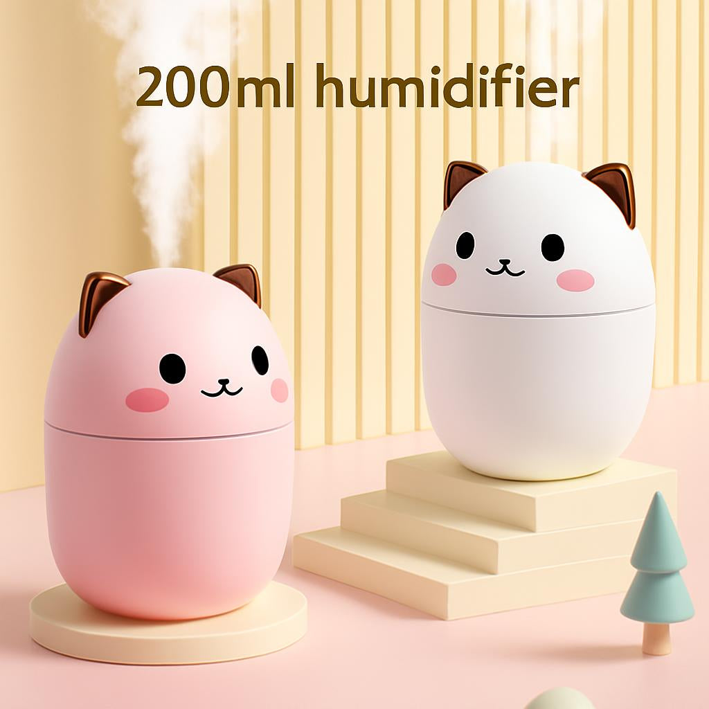 Egg-shaped humidifier with cat ears in pink and white