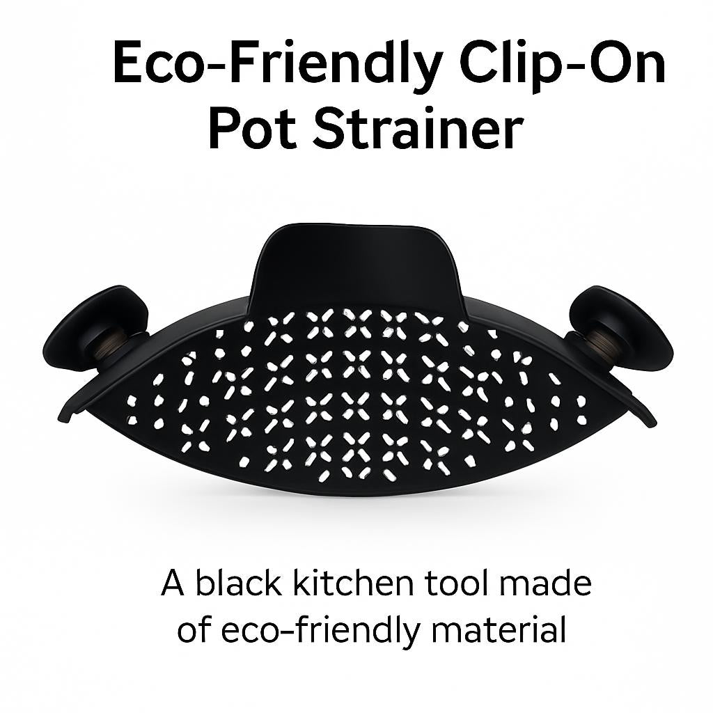 Eco-Friendly Clip-On Pot Strainer - Green Silicone Kitchen Tool