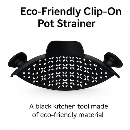 Eco-Friendly Clip-On Pot Strainer - Green Silicone Kitchen Tool