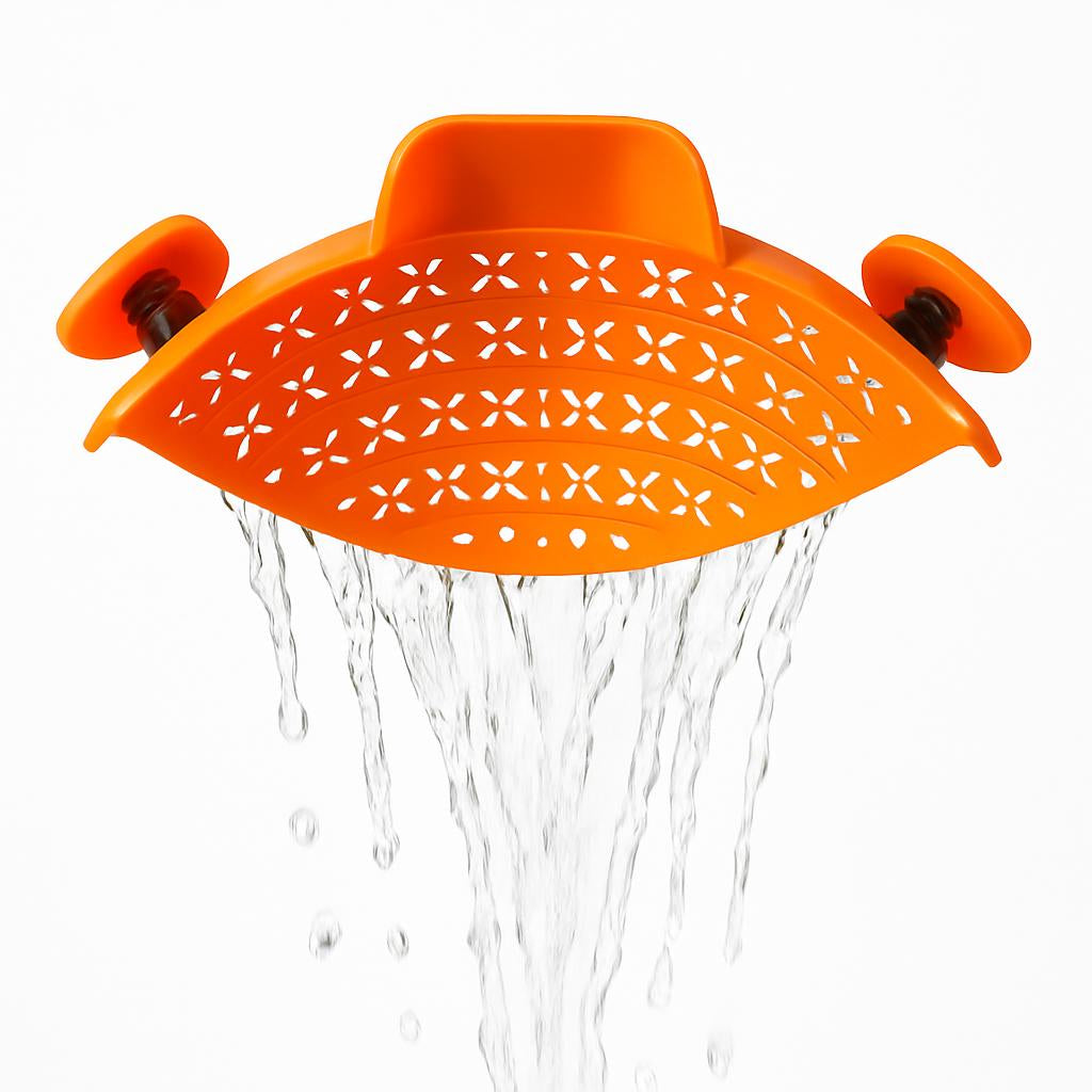 Eco-Friendly Clip-On Pot Strainer - Green Silicone Kitchen Tool