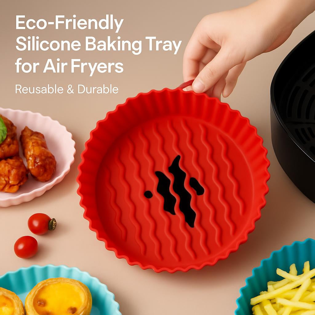 Eco-Friendly Silicone Baking Tray for Air Fryers - Reusable & Durable