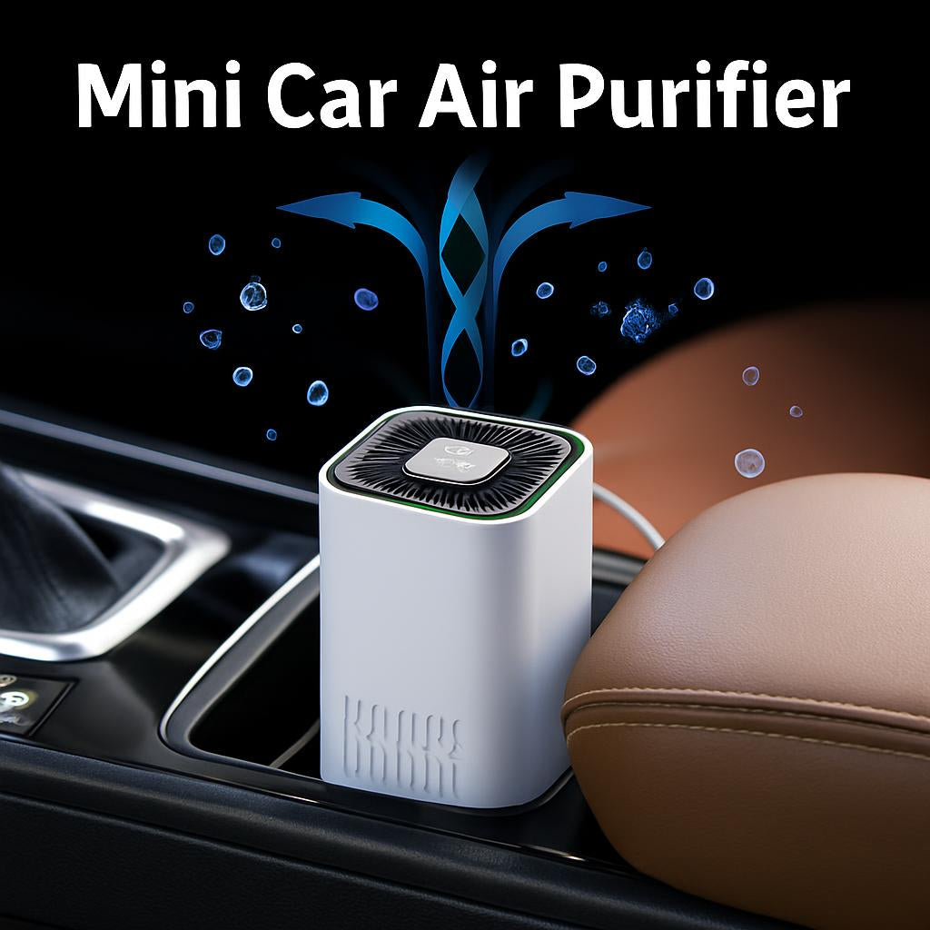 Compact Car Air Purifier in a car cup holder