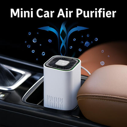 Compact Car Air Purifier in a car cup holder