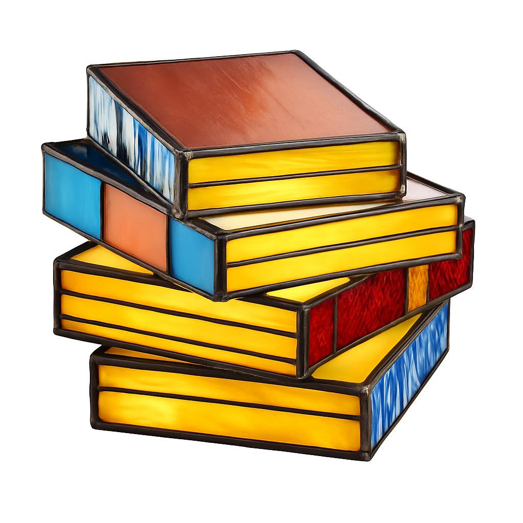 Multicolored Stained Glass Book Lamp - Artistic & Eco-Friendly Table Lighting