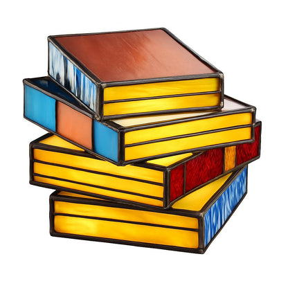 Multicolored Stained Glass Book Lamp - Artistic & Eco-Friendly Table Lighting