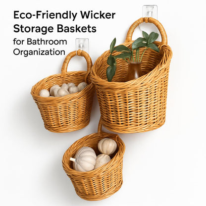 Eco-Friendly Wicker Storage Baskets for Bathroom Organization