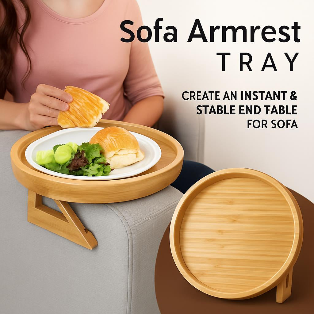 Bamboo Sofa Armrest Tray Table - Eco-Friendly, Durable, Multi-Use