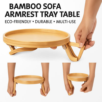 Bamboo Sofa Armrest Tray Table - Eco-Friendly, Durable, Multi-Use