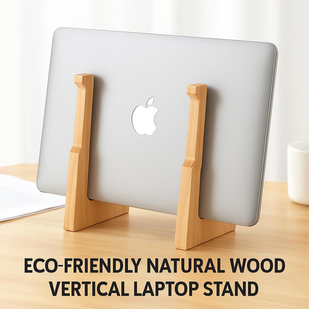 Natural Wood Vertical Laptop Stand