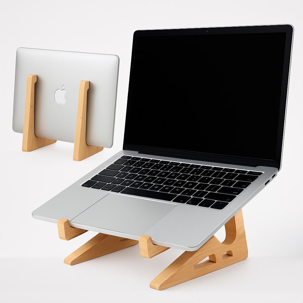 Eco-Friendly Natural Wood Vertical Laptop Stand