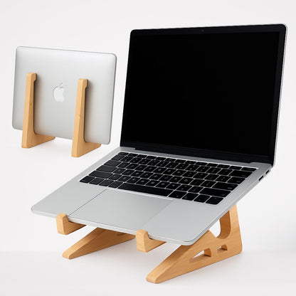 Eco-Friendly Natural Wood Vertical Laptop Stand