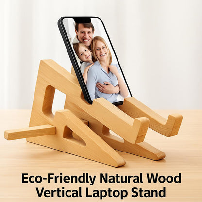 Eco-Friendly Natural Wood Vertical Laptop Stand
