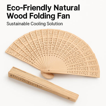 Natural Wood Folding Fan for Eco-Friendly Cooling
