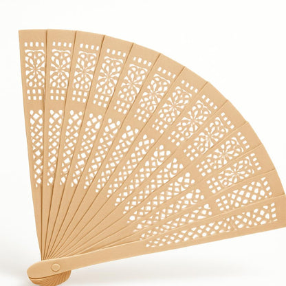 Eco-Friendly Natural Wood Folding Fan - Sustainable Cooling Solution