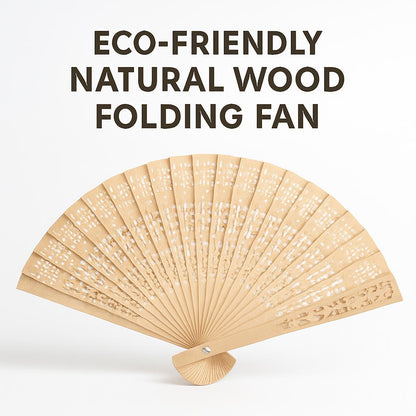 Eco-Friendly Natural Wood Folding Fan - Sustainable Cooling Solution