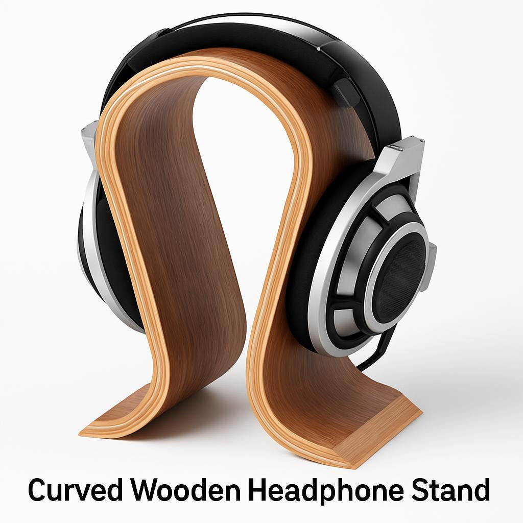 Curved Wooden Headphone Stand