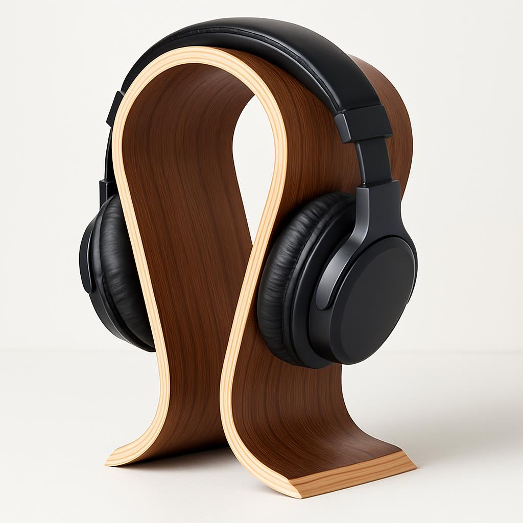 Curved Wooden Headphone Stand