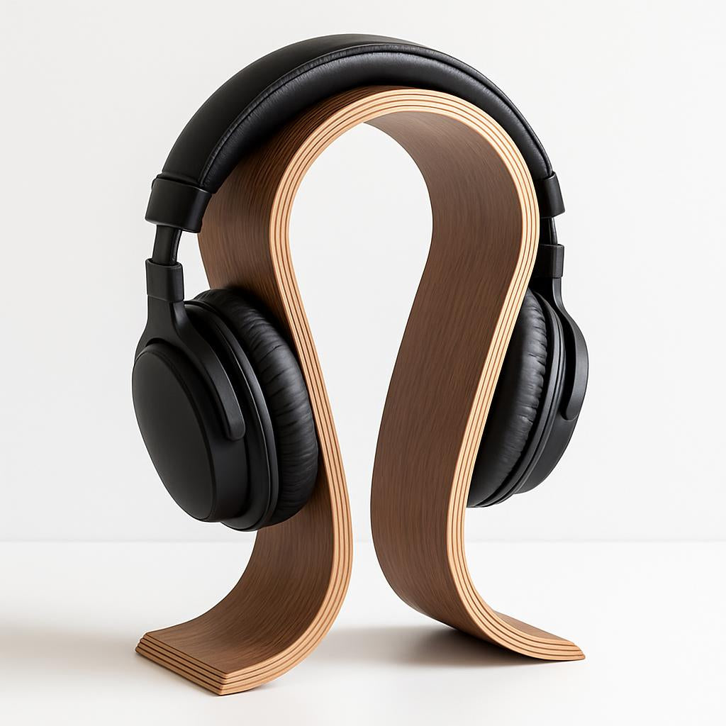 Curved Wooden Headphone Stand