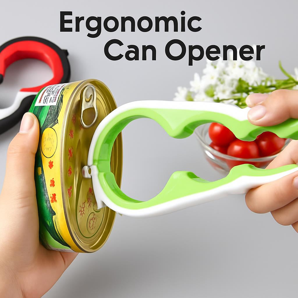 Ergonomic Black & Red Kitchen Can Opener
