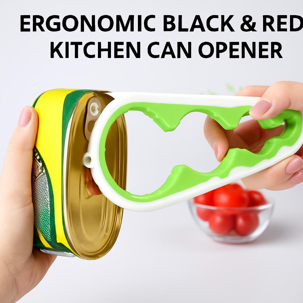 Ergonomic Black & Red Kitchen Can Opener