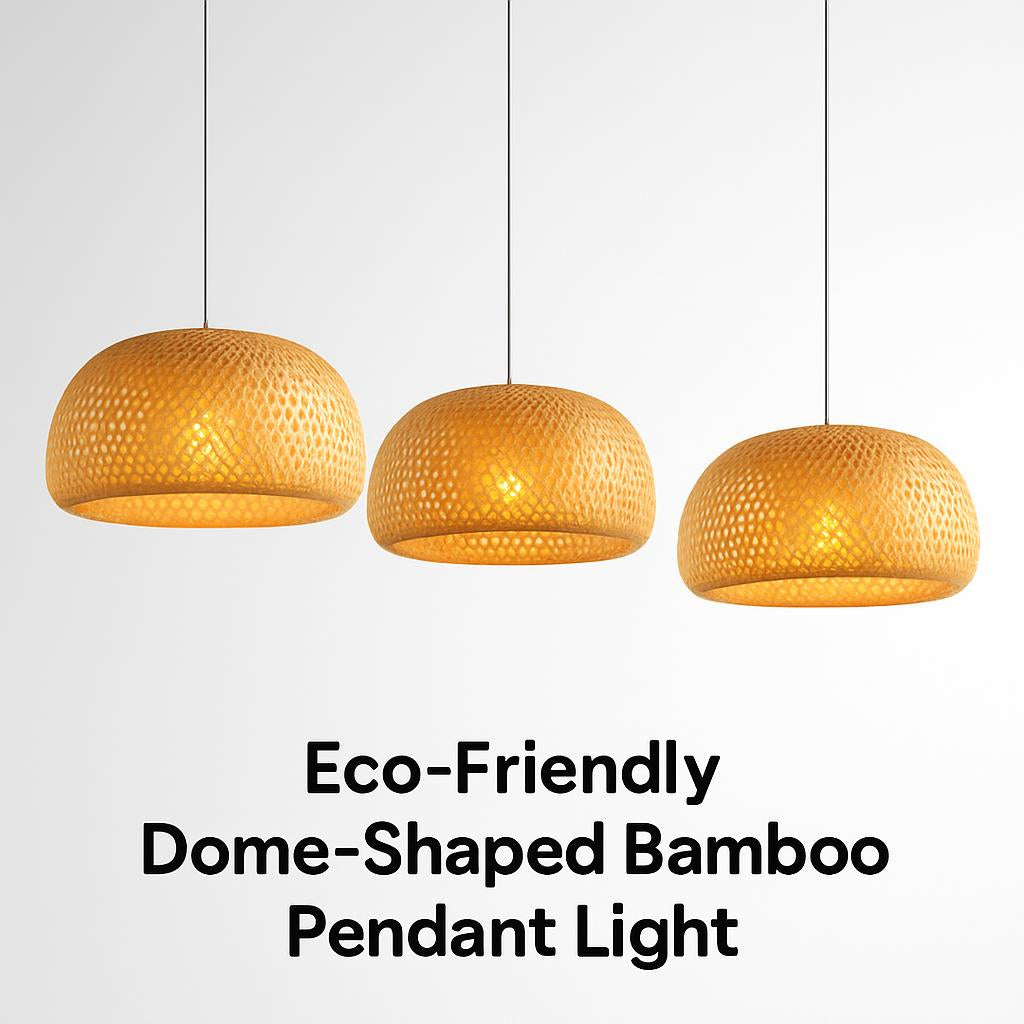 Eco-Friendly Dome-Shaped Bamboo Pendant Light