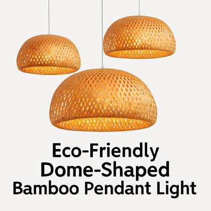 Eco-Friendly Dome-Shaped Bamboo Pendant Light