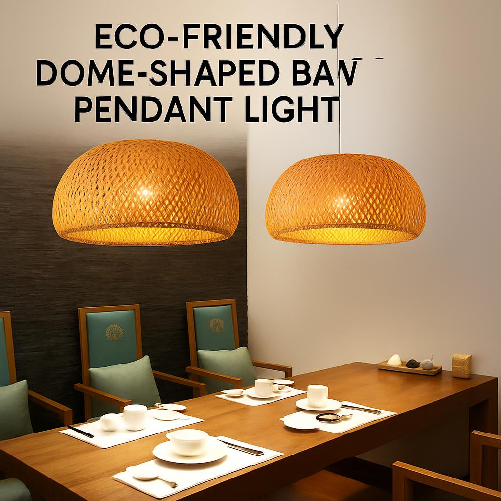 Eco-Friendly Dome-Shaped Bamboo Pendant Light