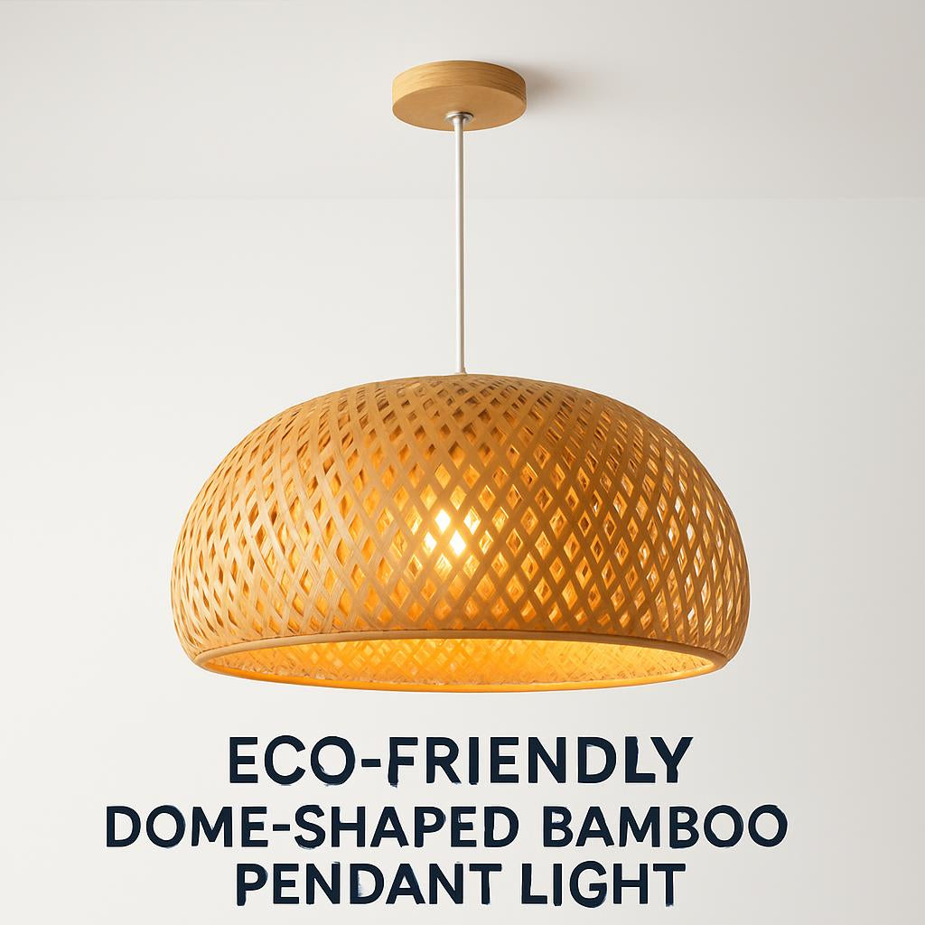 Eco-Friendly Dome-Shaped Bamboo Pendant Light