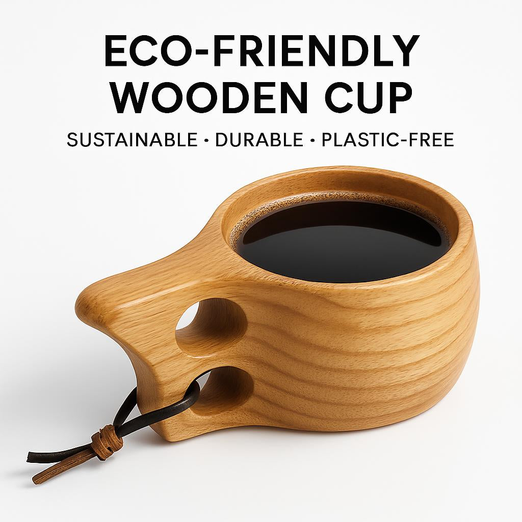 Eco-Friendly Wooden Cup with Handle