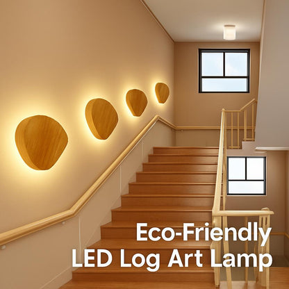 Eco-Friendly Wall-Mounted LED Log Art Lamp