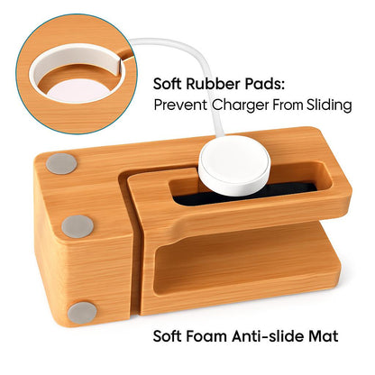 Bamboo Multi-Device Charging Station - Eco-Friendly Desk Organizer