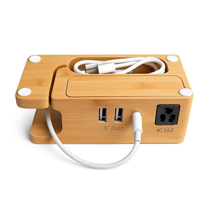 Bamboo Multi-Device Charging Station - Eco-Friendly Desk Organizer