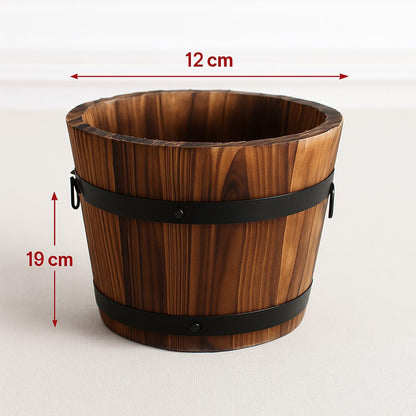 Carbonized Wooden Barrel Flowerpot - Eco-Friendly Planter