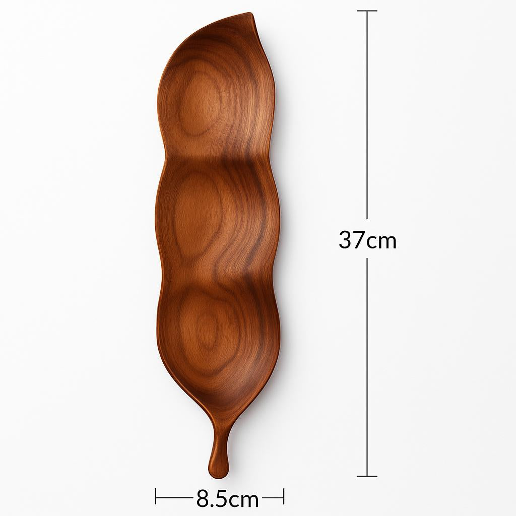 Eco-Friendly Leaf-Shaped Wooden Serving Tray for Sustainable Dining