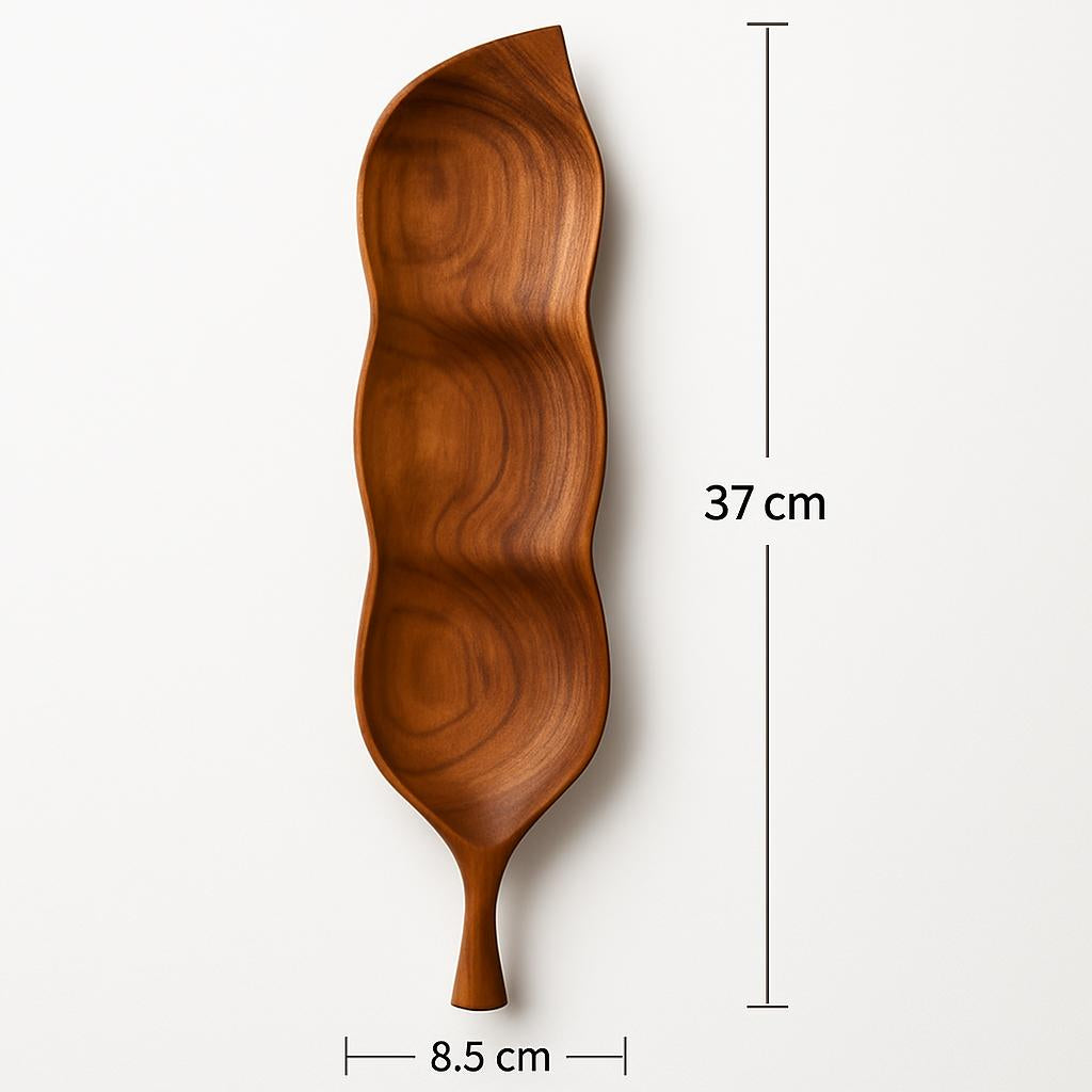 Eco-Friendly Leaf-Shaped Wooden Serving Tray for Sustainable Dining