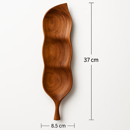 Eco-Friendly Leaf-Shaped Wooden Serving Tray for Sustainable Dining